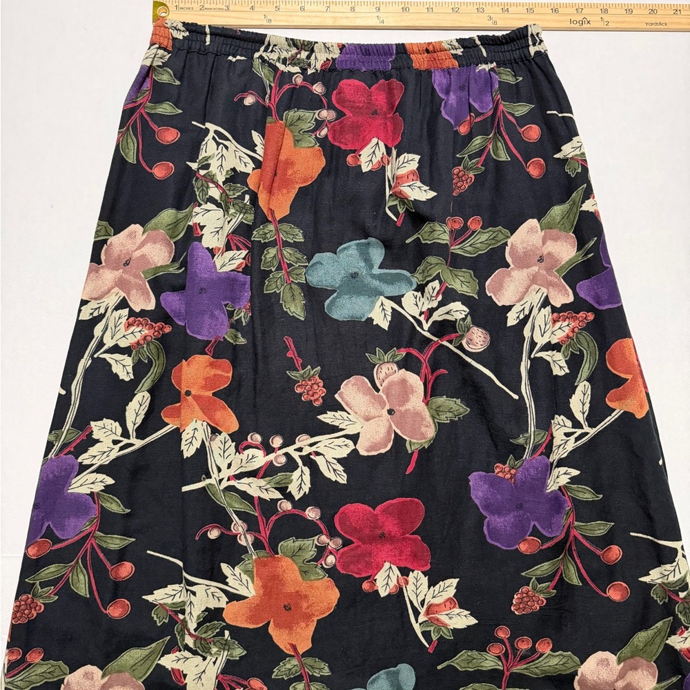 vintage item eyes brand black‎ floral aop button up skirt, women's medium #1414 - Picture 5 of 5